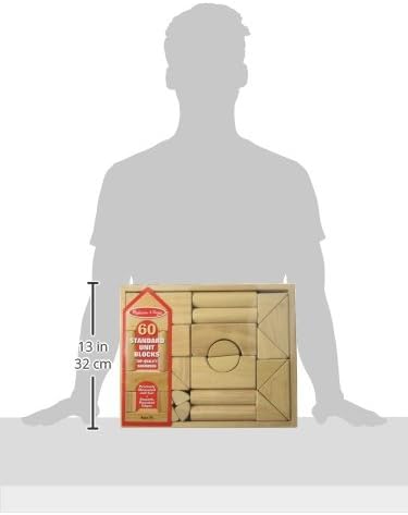 Melissa & Doug Standard Unit Solid-Wood Building Blocks With Wooden Storage Tray (60 pcs) Classic Wooden Blocks For Toddlers Ages 3+