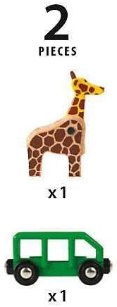 BRIO World - 33724 Giraffe and Wagon Set | Imaginative Play Toy Train Accessory for Kids | FSC-Certified Wood | Engineered for Toddlers 3 and Up, Green