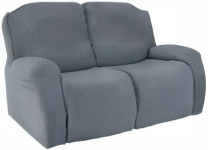 Jin Le 6 Pieces Recliner Cover Stretch Recliner Chair Cover - Reliner, Drak Gray 2 Seater Recliner Couch Covers Sofa Covers Jacquard Soft Furniture Protector with Elastic Bottom and Ties for Kids/Pets