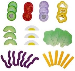 Hape Healthy Wooden Salad Playset| 39PCs Pretend Salad Play with Utensils and Ingredients for Toddlers Ages 3 Years and Up