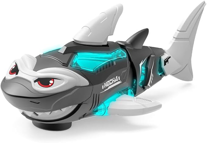 Electric RC Shark Fish Toys with Light & Spray Water Function for 0-3 Year olds Kid Boys Girls,Children's Toy forBathrooms,Christmas and Birthday Gift. (Black)