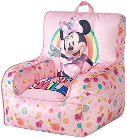 Idea Nuova Disney Minnie Mouse Smile Toddler Bean Bag Decorative Chair with Carry Handle, Large