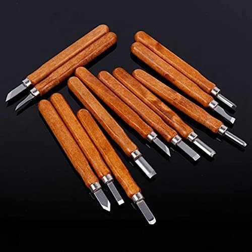 Wood Carving Tools Set, 12 PCS SK2 Carbon Steel Carving Chisels Knife Kit with Detail Wood Carving Knife, Hand Carving Tool for Beginners Kids Adult Soapstone Pumpkin Carpenter Experts DIY Sculpture