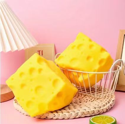 Yellow Cheese Squeeze Toy,Soft Novelty ,, Theme Cheese Cubes Squishy ,Suitable for All Ages 1.97 inches (Small)