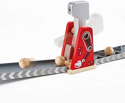 Hape Mighty Hammer Domino | Double -Sided Wooden Ball Domino Set for Kids Aged 4 and Up, Multicolor (E1056)