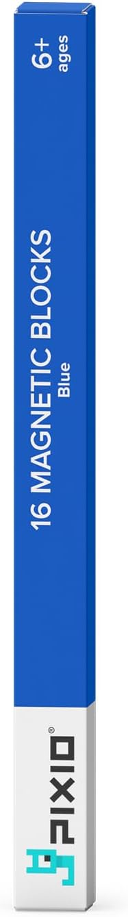 PIXIO-16 Blue Color Series Magnetic Blocks Building Set 16pcs with Free App, Stress Relief Building Blocks, Magnets for Kids, Pixel Art Desk Toy, Fidget Toys