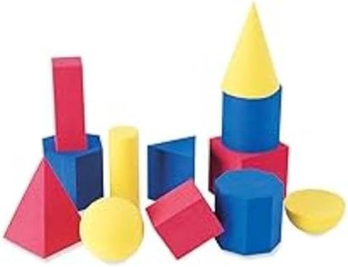 Learning Resources Hands-On Soft Geosolids, Soft Foam 3D Shapes, Set of 12, Ages 5+ (LER6120)
