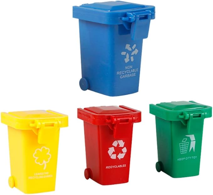 Kids Push Toy Vehicles Garbage Truck's Trash Cans Toys Mini Curbside Vehicle Garbage Bin