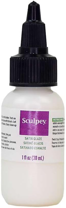 Sculpey Polyform Satin Glaze, Non Toxic, 1 fl oz. Bottle with Precise Flow Twist Cap. Will add a Satin Finish to Your Baked Polymer Oven-Bake Clay Creations!