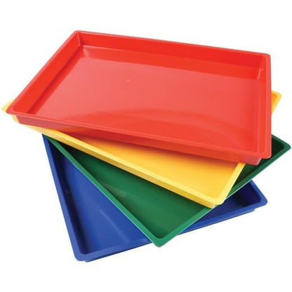 Constructive Playthings Messy Trays for Paint, Water and Sand Toys, Classroom Supplies, Toddler Toys for Creative Play, Set of 4 Trays, Ages 3 Years and Older