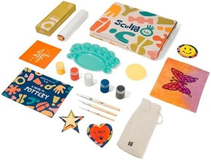 Sculpd Kids Painting Kit, Paint Craft Set for Kids Age 7+, Includes 5 Color Paint Set, Paintbrushes, Magnetic Picture Frame, 2 Canvases, Paint Palette, Additional Art Supplies and Free Guidebook
