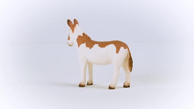 Schleich Farm World American Spotted Donkey Animal Figurine - Highly Detailed and Durable Farm Animal Toy, Fun and Educational Play for Boys and Girls, Gift for Kids Ages 3+, Multicolor, 2.5 inch