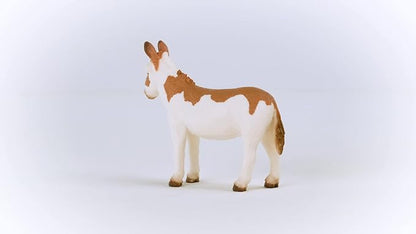 Schleich Farm World American Spotted Donkey Animal Figurine - Highly Detailed and Durable Farm Animal Toy, Fun and Educational Play for Boys and Girls, Gift for Kids Ages 3+, Multicolor, 2.5 inch