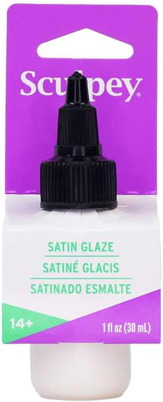 Sculpey Polyform Satin Glaze, Non Toxic, 1 fl oz. Bottle with Precise Flow Twist Cap. Will add a Satin Finish to Your Baked Polymer Oven-Bake Clay Creations!