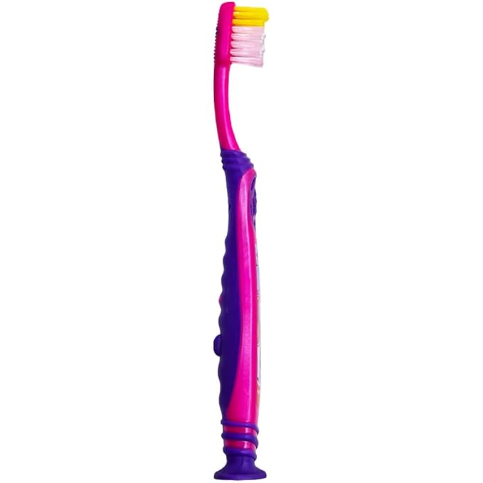Colgate Kids Unicorn Toothbrush with Suction Cup for Children 5+ Years Old, Extra Soft (Colors Vary) - Pack of 4