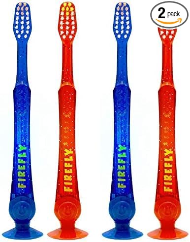 FIREFLY Light-Up Timer Kids Toothbrush with Suction Cup, Soft - 2 Count (Pack of 2), Assorted