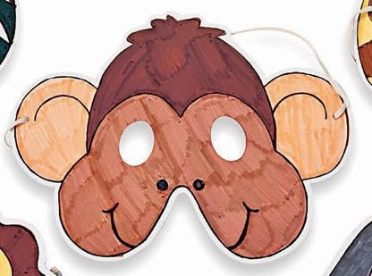 Fun Express Color Your Own Zoo Animal Masks - 12 Make Animal Faces Arts & Crafts Jungle Safari Party Zoo Animal Birthday Party - Kids Crafts Activities DIY Party favors - Dress Kids Home Activities