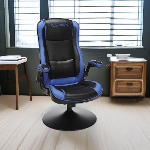 RESPAWN 800 Gaming Chair Floor, Swivel Rocker Gaming Chair, High Back Ergonomic Floor Gaming Chair for Kids and Adults, Gaming Recliner, Floor Rocker Chair with Armrests - Blue