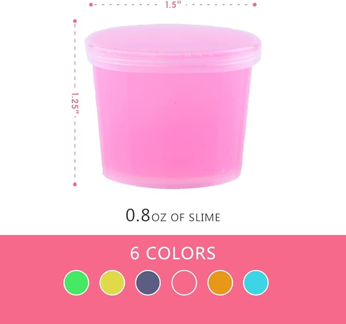 24 Pack Glow in The Dark Slime, Party Favors Slime, Crystal Galaxy Slime kit with Multi Colors - Blue, Pink, Yellow, Green, Orange and Purple Color, Birthday Gifts for Kids Girl and Boys