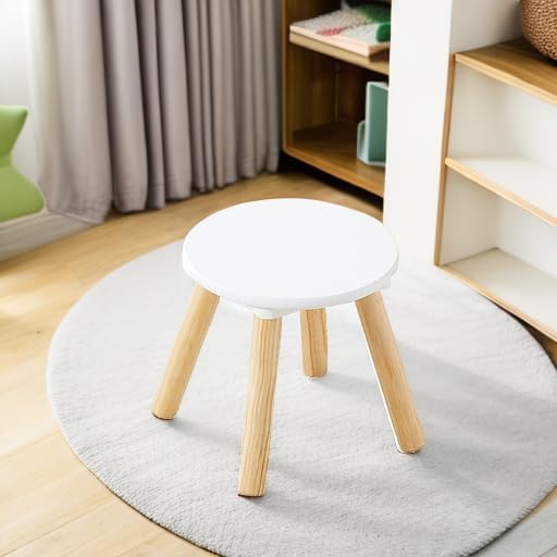 Beright Wooden Step Stool for Kids, Children's Stool Perfect Matched Sensory Table, 9 Inch Sturdy Sitting Stool with Assembled Four-Legged, 1 Pack