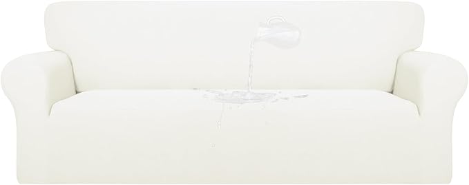 PureFit 100% Dual Waterproof Couch Cover Slipcovers for Couches and Sofas - Stretch Non Slip Fleece Sofa Covers Washable, Leakproof Furniture Protector for Kids, Pets, Dog (Sofa, Beige)