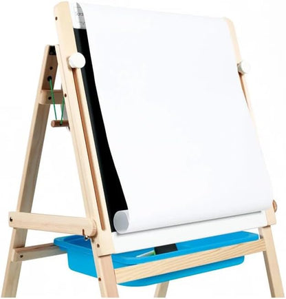 Adjustable Wooden Easel by Scratch Europe – 2-in-1 Chalkboard and Dry Erase Magnet Set for Kids – Paint, Color and Draw – Encourages Imaginative and Developmental Play – Engaging Learning – Ages 3+