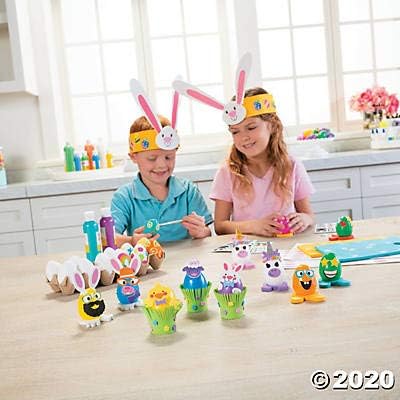 Fun Express Easter Bunny Headband Kit - Makes 12 - DIY Easter Crafts for Kids