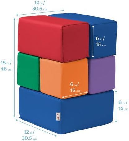 ECR4Kids ELR-12684 Softzone Foam Big Building Blocks, Soft Play for Kids (7-Piece Set), Toddler Blocks, Primary