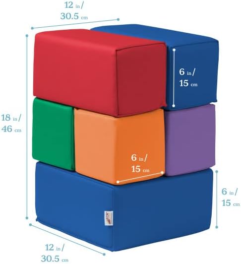 ECR4Kids ELR-12684 Softzone Foam Big Building Blocks, Soft Play for Kids (7-Piece Set), Toddler Blocks, Primary