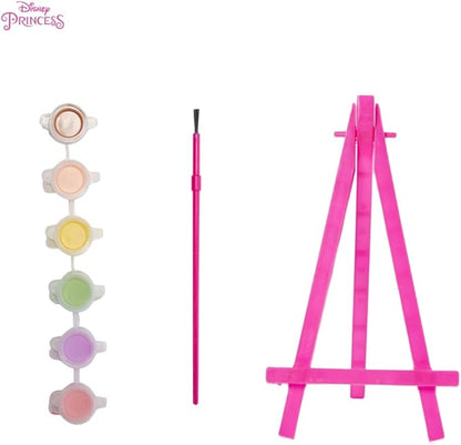 Innovative Designs Disney Princess Canvas Paint Set for Kids with 3 Canvases, Acrylic Paint, Paintbrush, & Easel