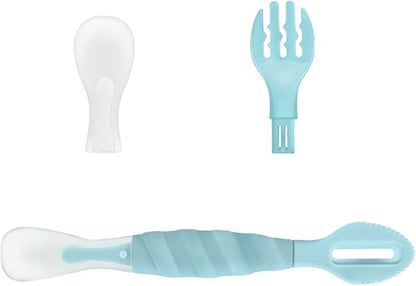 Double Head Baby Silicone Food Spoon ((Aqua Blue)), Baby Fruit Scraping Mud Spoon, Feeding Spoons Training Spoon for Infants, baby led weaning supplies (Aqua Blue)