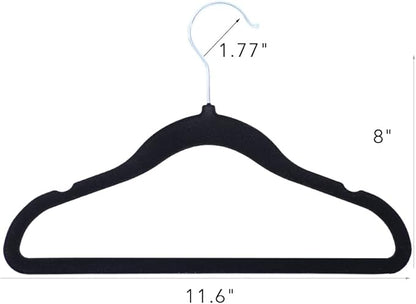 Kids Velvet Clothes Hangers, Non Slip Baby Hangers Black (11.6" Inch - 40 Pack)