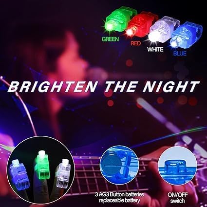 60pcs LED Light Up Toys Party Favours Glow in the Dark Party Supplies for Kid/Adults Halloween with 40 Finger Lights, 6 Jelly Rings,4 Flashing Glasses, 4 Glow