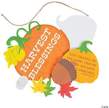 Fun Express Harvest Blessings Sign Craft Kit - Makes 12 - Thanksgiving Crafts for Kids