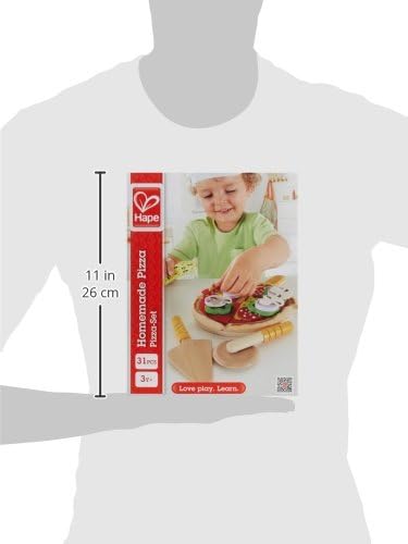 Hape Homemade Wooden Pizza Play Kitchen Food Set and Accessories, Multicolor, 3 Years and up (E3129)