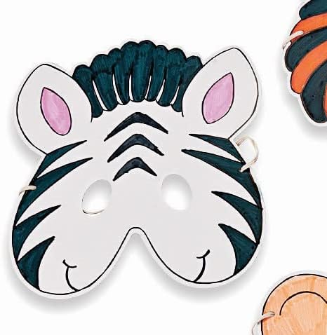 Fun Express Color Your Own Zoo Animal Masks - 12 Make Animal Faces Arts & Crafts Jungle Safari Party Zoo Animal Birthday Party - Kids Crafts Activities DIY Party favors - Dress Kids Home Activities