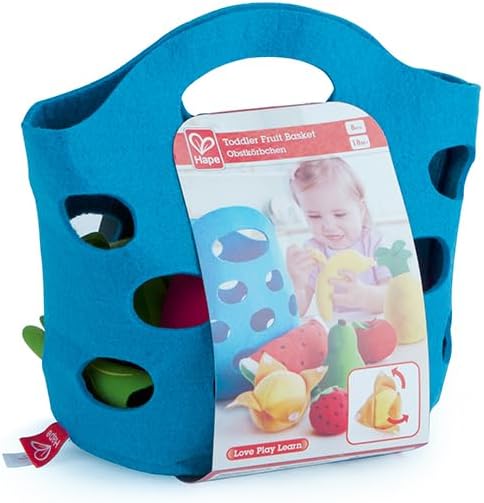 Hape Toddler Fruit Basket |Soft Pretend Food Playset for Kids, Fruit Toy Basket Includes Banana, Apple, Pineapple, Orange and More