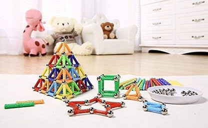 Veatree 206 Pieces Magnetic Building Sticks Blocks Toys, Magnet Educational Toys STEM Toys for Kids and Adult, 3D Non-Toxic Building Toy with Storage Bag