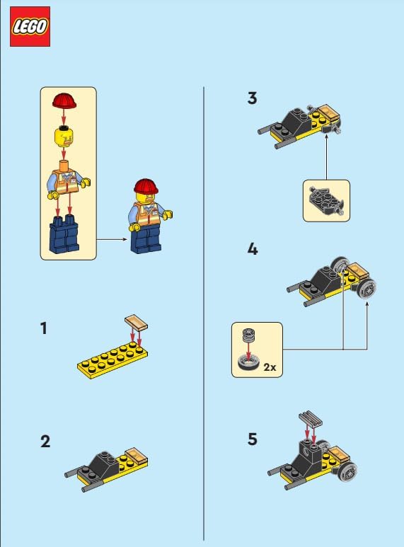 Lego City: Construction Worker Minifigure with Cement Mixer
