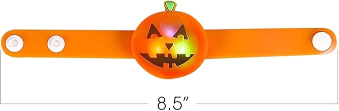 ArtCreativity Light Up Halloween Bracelets, Set of 6, Jack o Lantern Wristbands for Kids with 3 Light-Up Modes, LED Halloween Costume Accessories, Halloween Party Favors and Non-Candy Treats