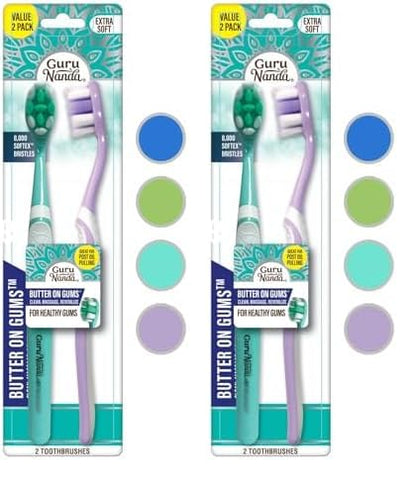GuruNanda Butter on Gums Toothbrush with Extra Soft Bristles for Sensitive Gums, Soft Toothbrush for Kids & Adults, 2 ct (Pack of 2)