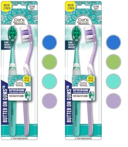GuruNanda Butter on Gums Toothbrush with Extra Soft Bristles for Sensitive Gums, Soft Toothbrush for Kids & Adults, 2 ct (Pack of 2)