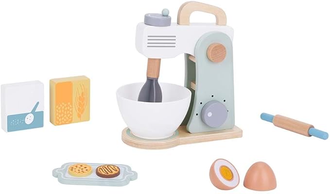 Play Kitchen Accessories, Wooden Toy Mixer, Wooden Kitchen Accessories for Kids, Pretend Play for Toddlers 3-5
