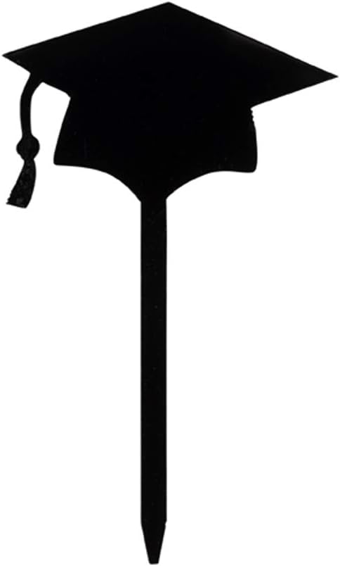 Restaurantware Top Cake 2.9 X 1.6 Inch Cake Toppers 10 Graduation Hat Cake Topper Inserts - Sturdy Double Sided Black Paper Cake Decoration Graduation Party Supplies
