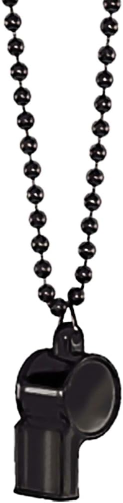 Black Whistle On Chain Necklace (36") 1 Count - Premium Quality Plastic, Lightweight & Durable - Eye-Catching Design & Multipurpose Accessory - Perfect For Sports, Safety & Fashion