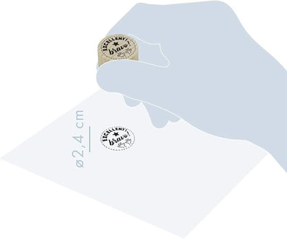 Avenue Mandarine - Ref CO157C - Appreciation Stamps (Set of 4) - Solid Quality Wooden Stamps with Positive Messages for Parents and Teachers to Add to Children's Work - Pack 1