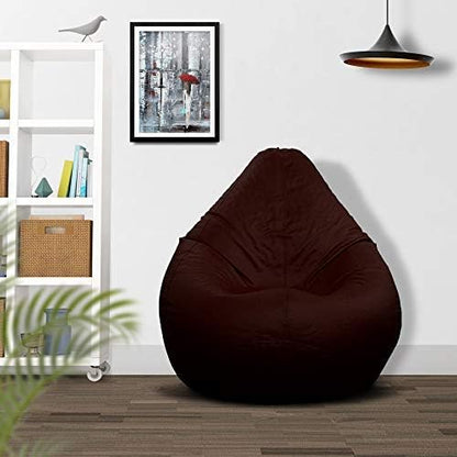 Ample Decor Bean Bag Cover (No Filling), Plush Toys Storage Soft Leatherette, Durable Construction Sturdy Zipper, Ideal for Children and Teenagers - Brown