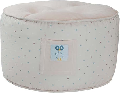 GooseWaddle Soft and Comfortable Kids Ottoman Toddler Pouf Seating for Your Little One's Playroom or Nursery (Hearts Light Pink)