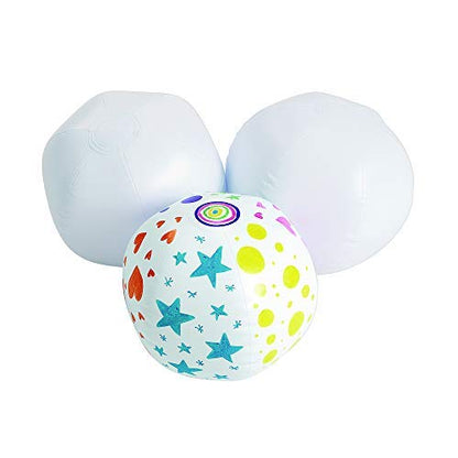 Colorations® Decorate Your Own Inflatable Beach Ball, Set of 12, Craft for Kids and Fun Home Activities, Create unique & personal designs, Fun Kids Craft Project, Craft Project for Boys & Girls