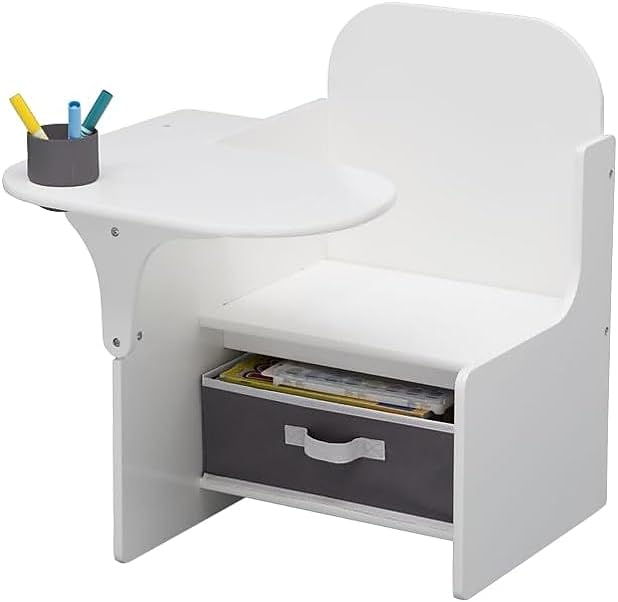 Delta Children MySize Chair Desk With Storage Bin, Bianca White